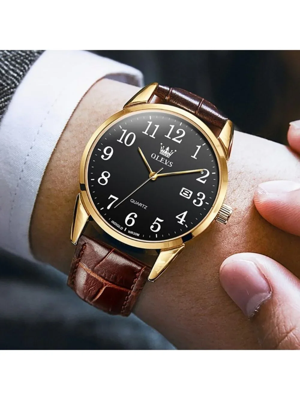 Men's Brown Black Analog Stainless Steel Roman Numbers Waterproof Classic Watch